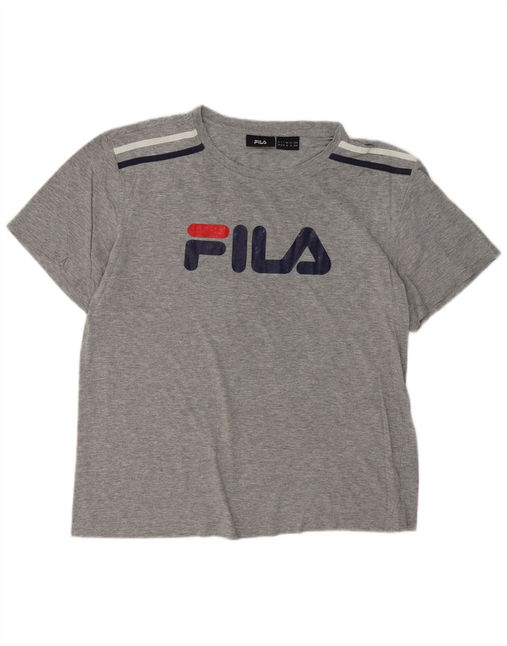 Tricou grafic pentru bărbați FILA Top din bumbac cu pete gri mediu