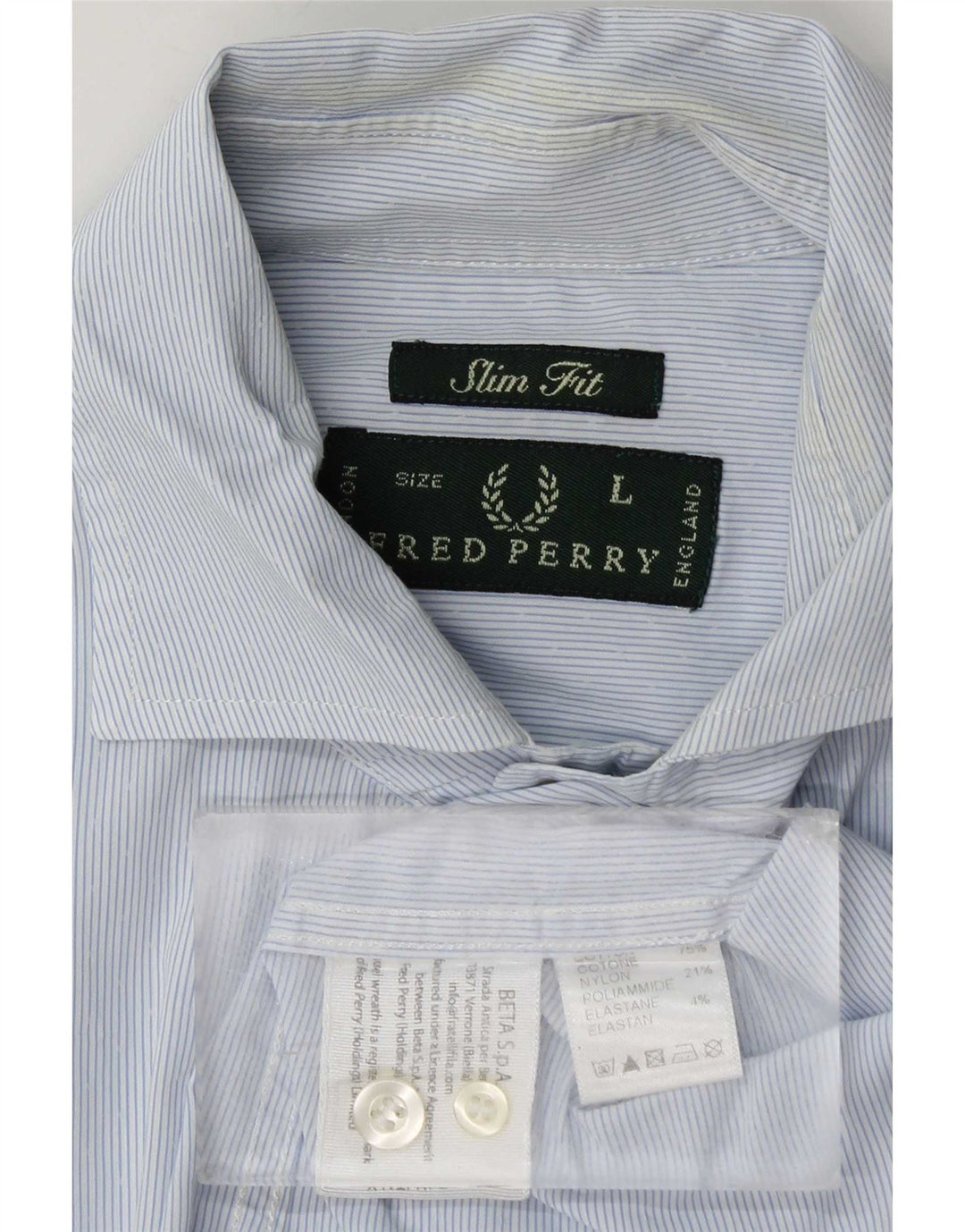 Cămașă pentru bărbați Fred Perry Slim Fit, mare, albastru, bumbac cu dungi