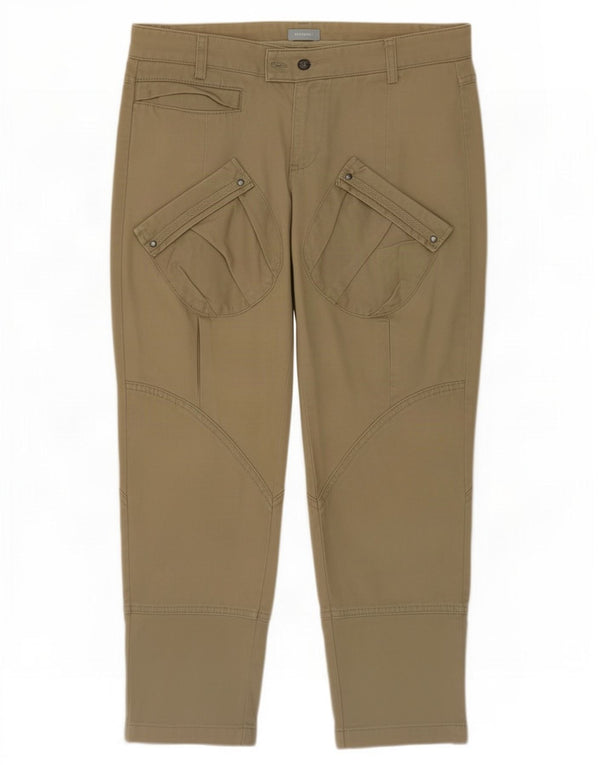 Stefanel Womens Crop Slim Cargo Trousers IT 42 Medium W30 L25 Beige Cotton
