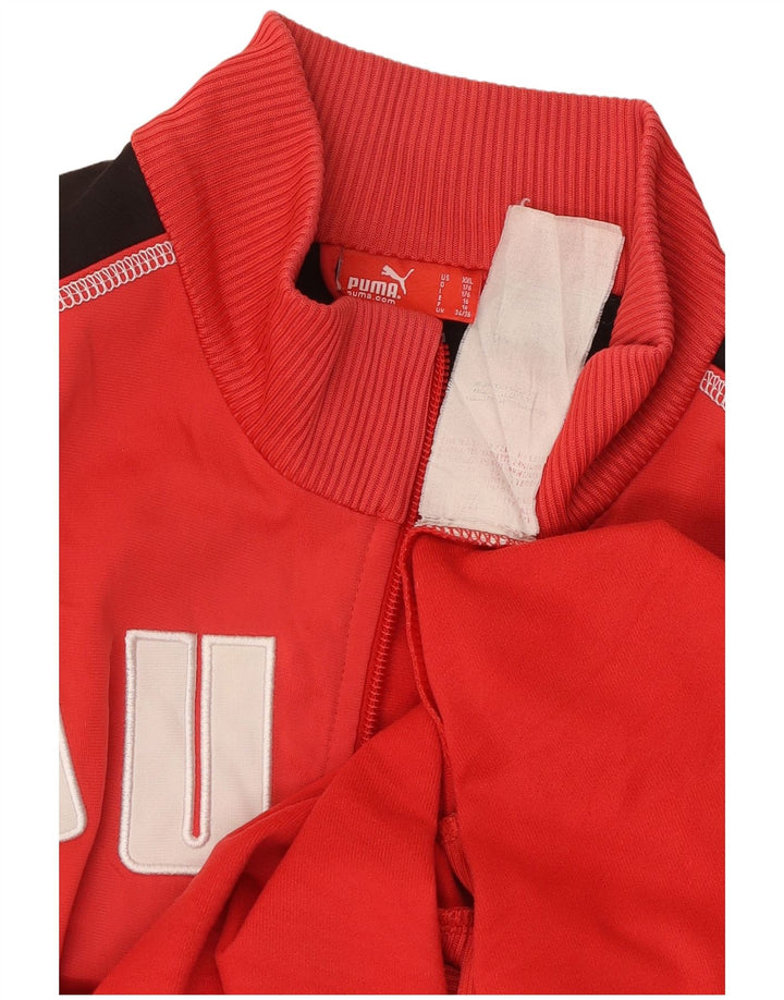 PUMA Boys Graphic Tracksuit Top Jacket 15-16 Years Red Colourblock
