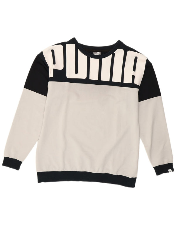 Pulover cu grafic pentru femei Puma UK 12 Medium White Colorblock