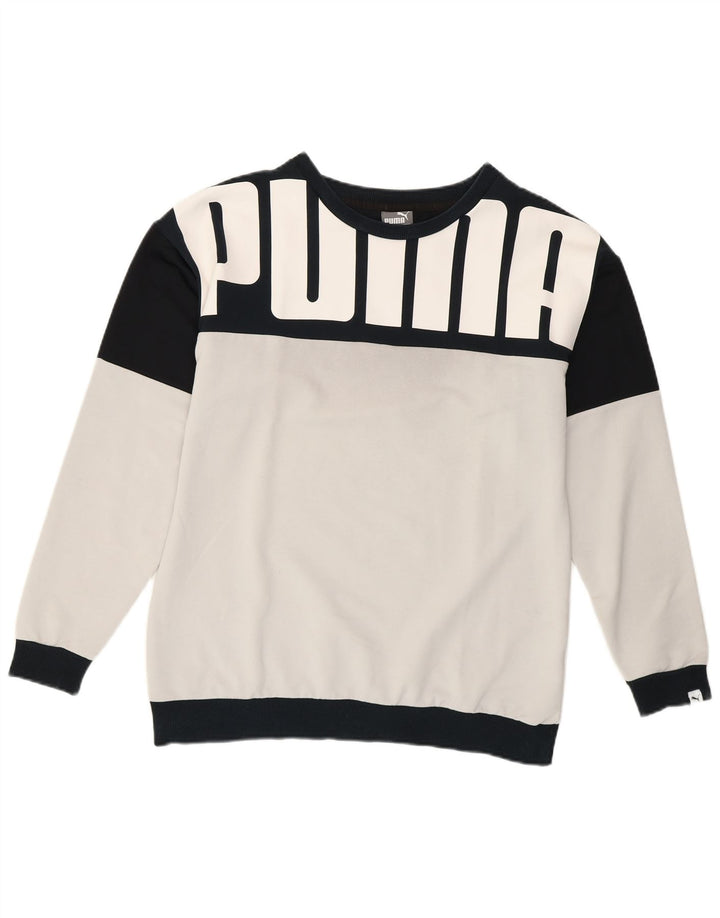 Pulover cu grafic pentru femei Puma UK 12 Medium White Colorblock