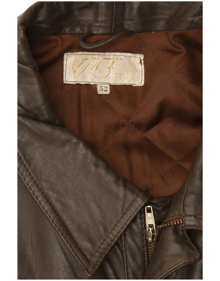 Jachetă din piele vintage pentru bărbați IT 52 XL din piele maro