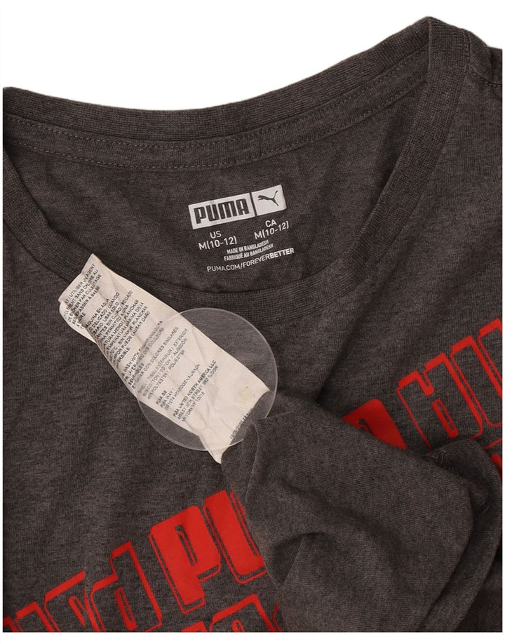 Tricou grafic Puma pentru băieți Top 10-11 ani bumbac gri mediu