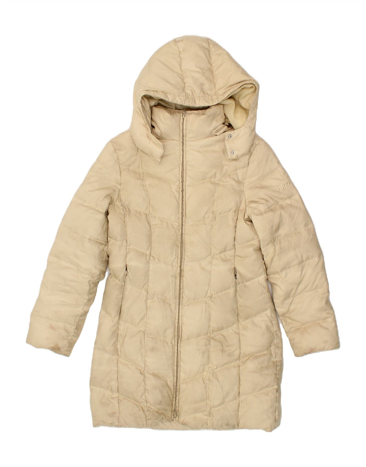FILA Womens Hooded Padded Coat UK 14 Large  Beige Polyester Vintage Fila and Second-Hand Fila from Messina Hembry 