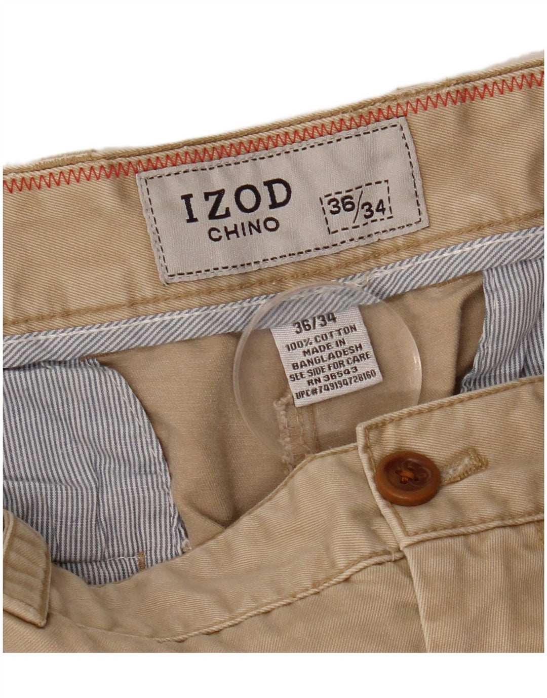 Pantaloni chino drepți pentru bărbați IZOD L36 L34 bumbac bej
