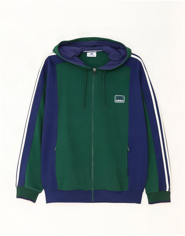 Pulover Adidas pentru bărbați, cu fermoar, Marea Britanie 42/44 Poliester color bloc verde mare