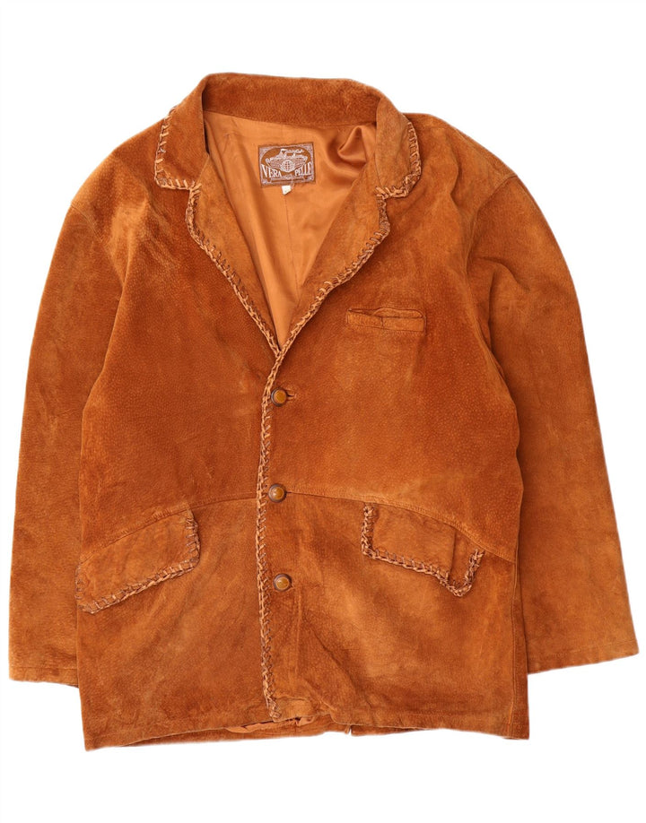 Jachetă vintage pentru bărbați din piele intoarsa UK 42 XL din piele maro