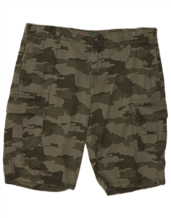 BENETTON Pantaloni scurți cargo pentru băieți 13-14 ani 3XL W30 Kaki Camuflaj Bumbac