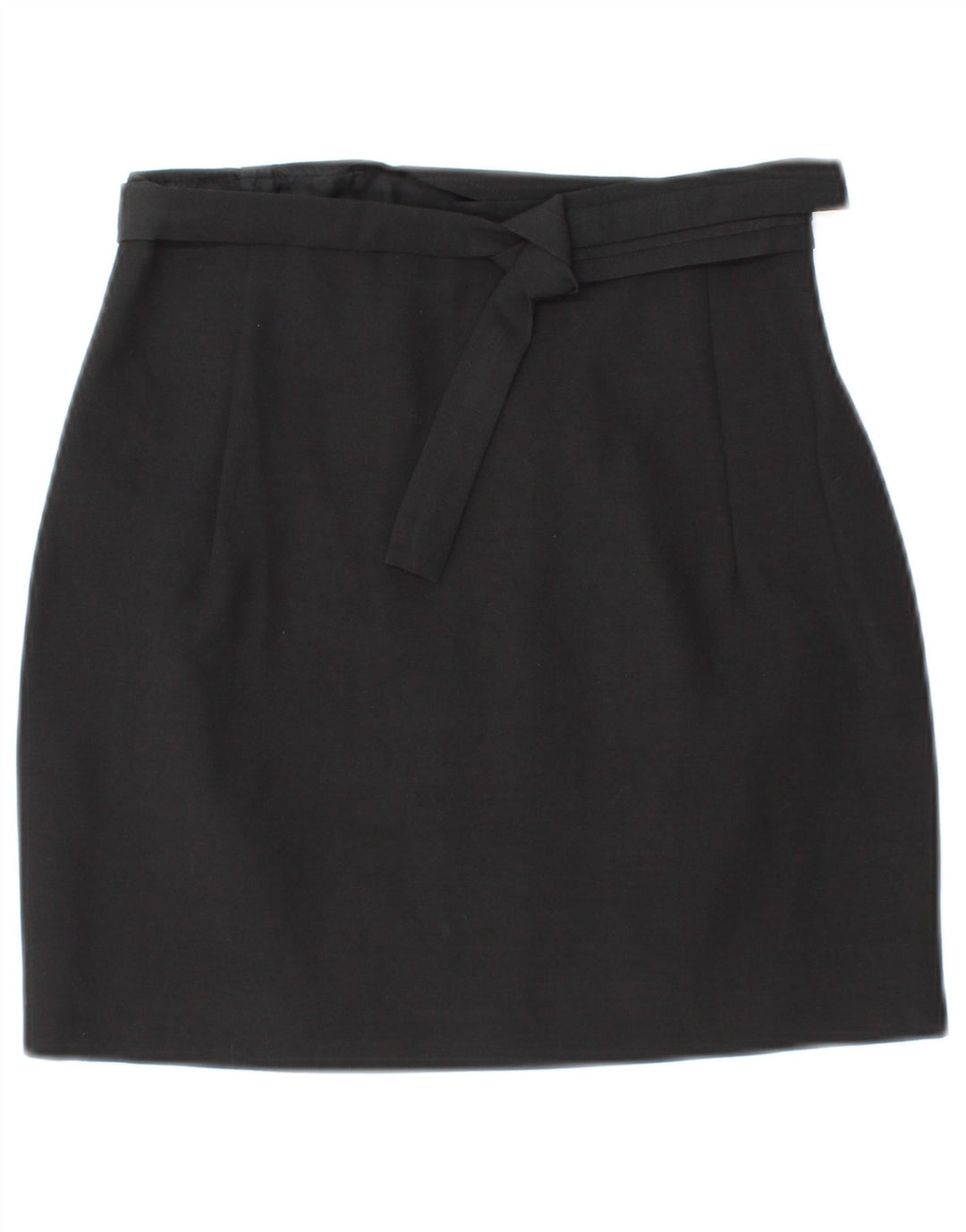 VINTAGE Fusta Mini Wrap pentru femei IT 42 Medium W26 Lână neagră