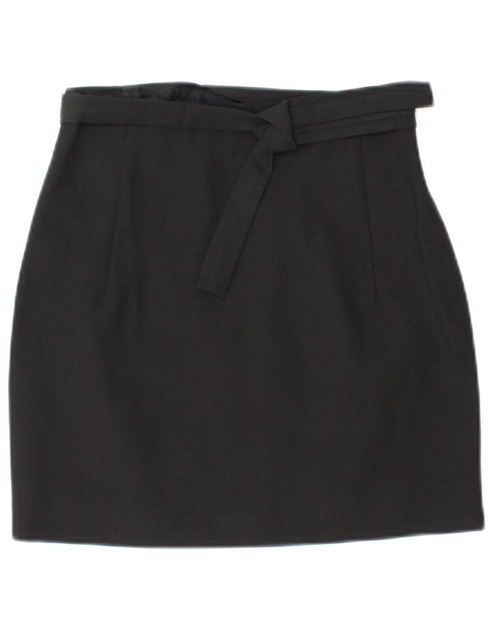 VINTAGE Fusta Mini Wrap pentru femei IT 42 Medium W26 Lână neagră