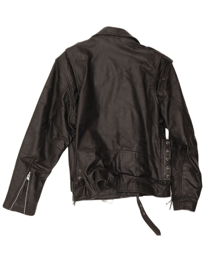 Jachetă de motociclist din piele vintage pentru bărbați IT 46 Small Black