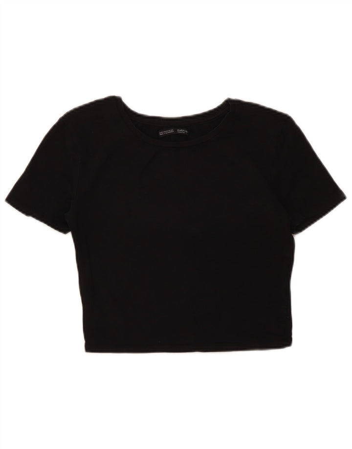 Tricou Crop pentru femei Zara UK 8 Small Negru