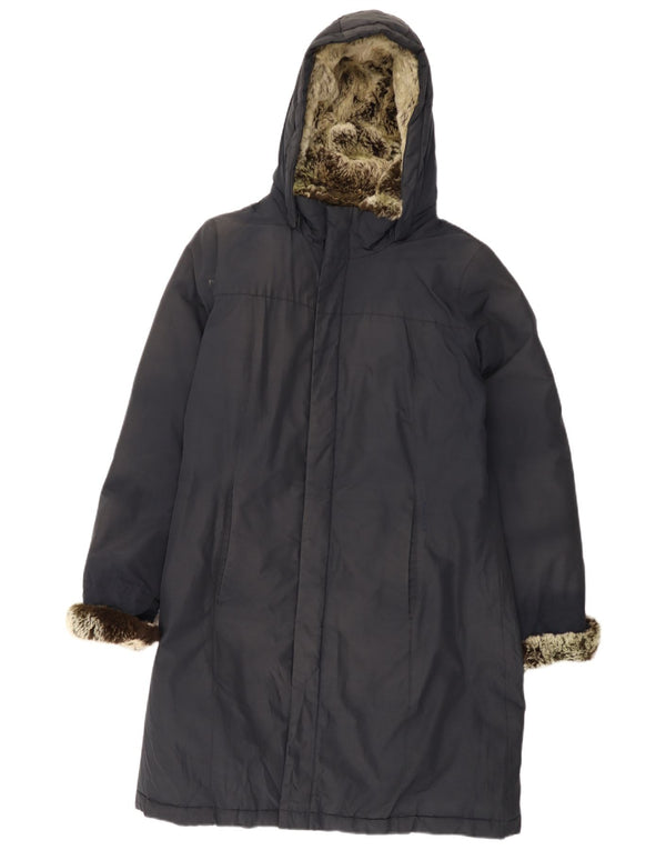 Palton căptușit cu glugă Woolrich pentru femei UK 20 2XL Bumbac bleumarin