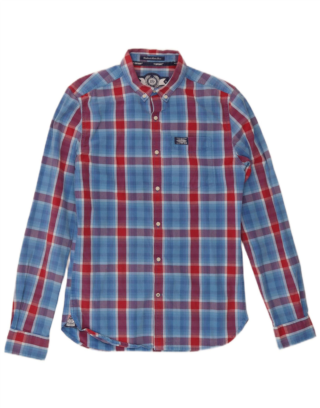 Cămașă pentru bărbați Superdry din bumbac cu carouri albastre mici