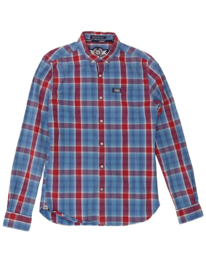Cămașă pentru bărbați Superdry din bumbac cu carouri albastre mici