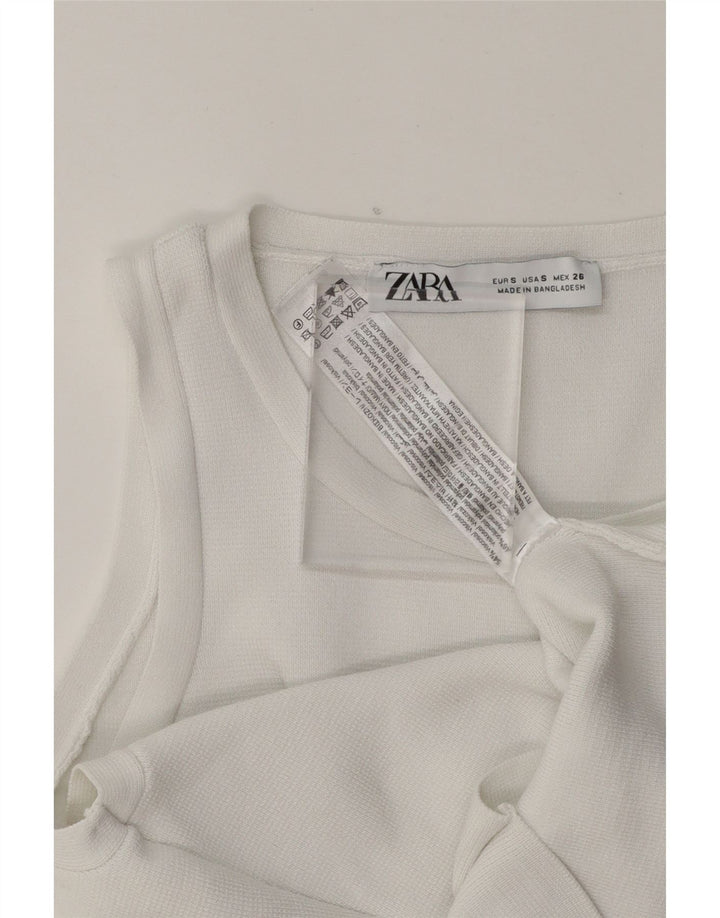 ZARA Womens Crop Vest Top UK 10 Small White Viscose Vintage Zara and Second-Hand Zara from Messina Hembry 