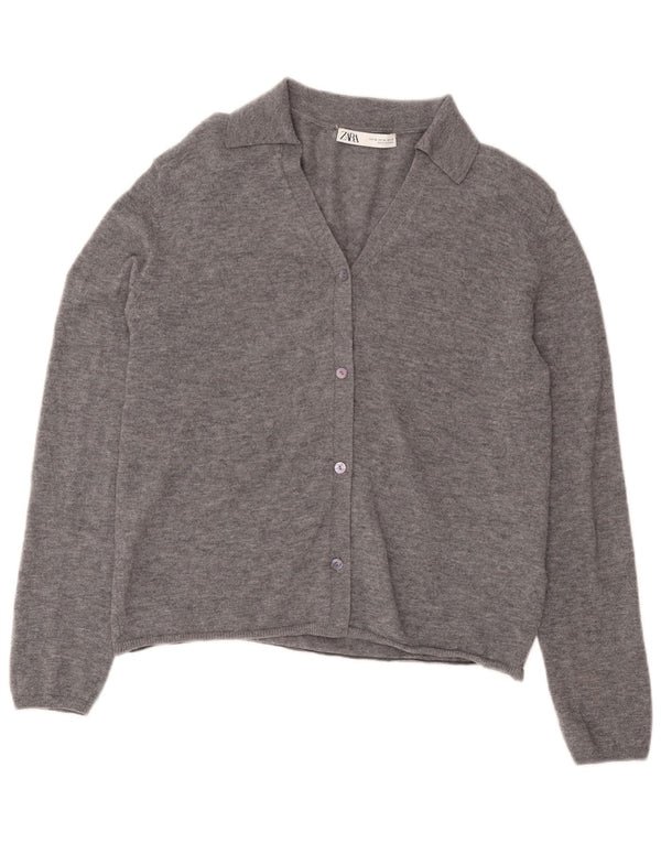 Pulover cardigan pentru femei Zara UK 18 XL Lână gri