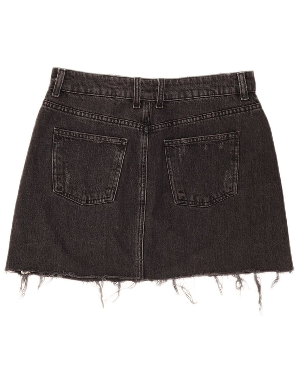 Fusta mini denim Topshop pentru femei UK 12 Medium W32 Bumbac negru