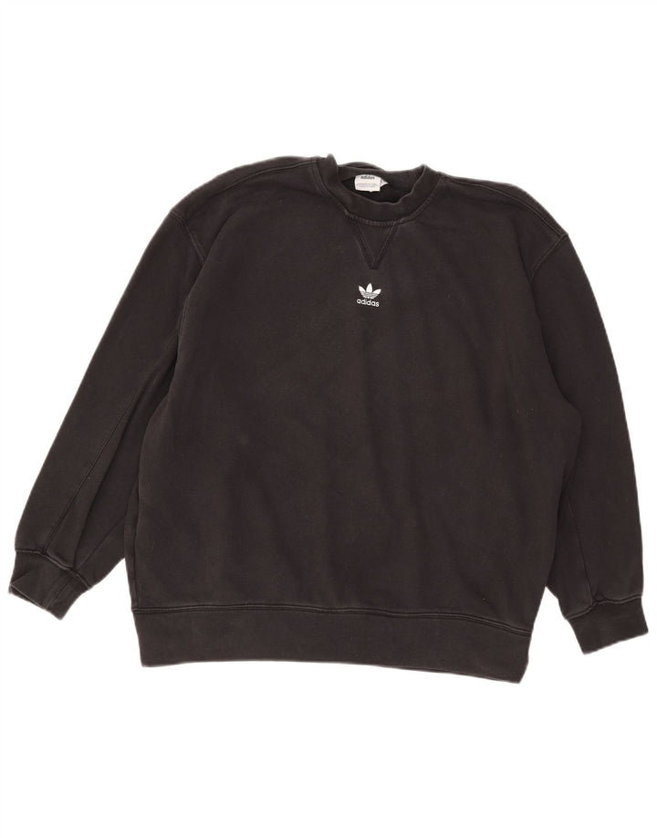 Pulover adidas pentru femei grafic supradimensionat UK 12 bumbac mediu negru