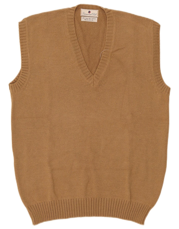 Vintage Mens Vest Tank Top IT 54 XL Lână Bej