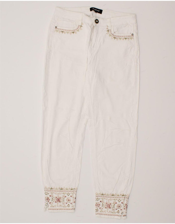 DESIGUAL Womens Slim Casual Trousers W29 L27 White Vintage Desigual and Second-Hand Desigual from Messina Hembry 