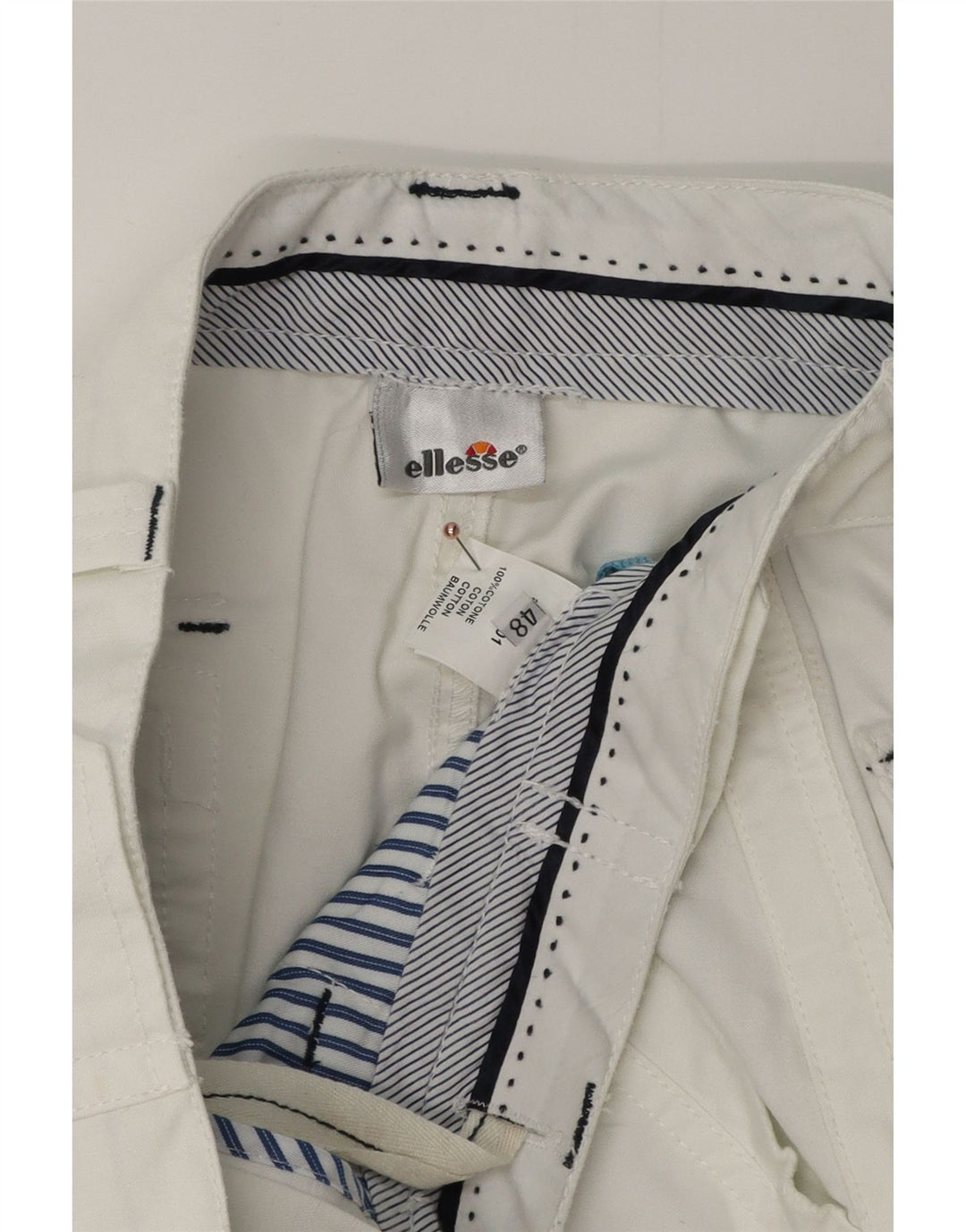 Pantaloni scurți chino pentru bărbați ELLESSE IT 48 Medium W32 Bumbac alb