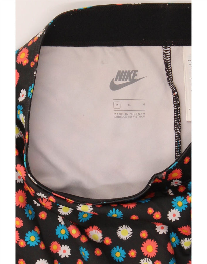 NIKE Womens Leggings UK 12 Medium  Black Floral Polyester Vintage Nike and Second-Hand Nike from Messina Hembry 