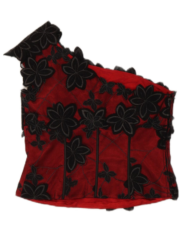 Top Crop pentru femei Arruba cu un umăr UK 8 Small Red Floral Poliester
