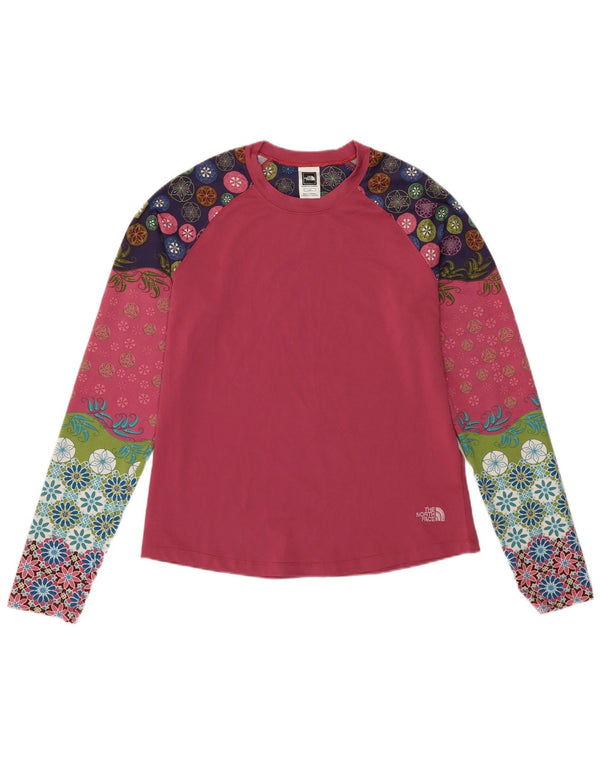 The North Face Tricot cu mânecă lungă cu grafică pentru femei UK 14 Large Pink Floral