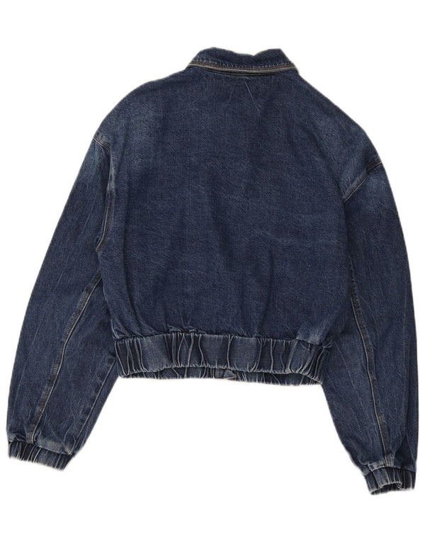 Tally Weijl Jachetă Crop Denim pentru femei UK 10 Small Blue Bumbac
