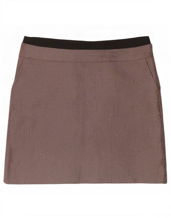 Fusta mini pentru femei Kaliko UK 20 2XL W38 maro bumbac color-bloc