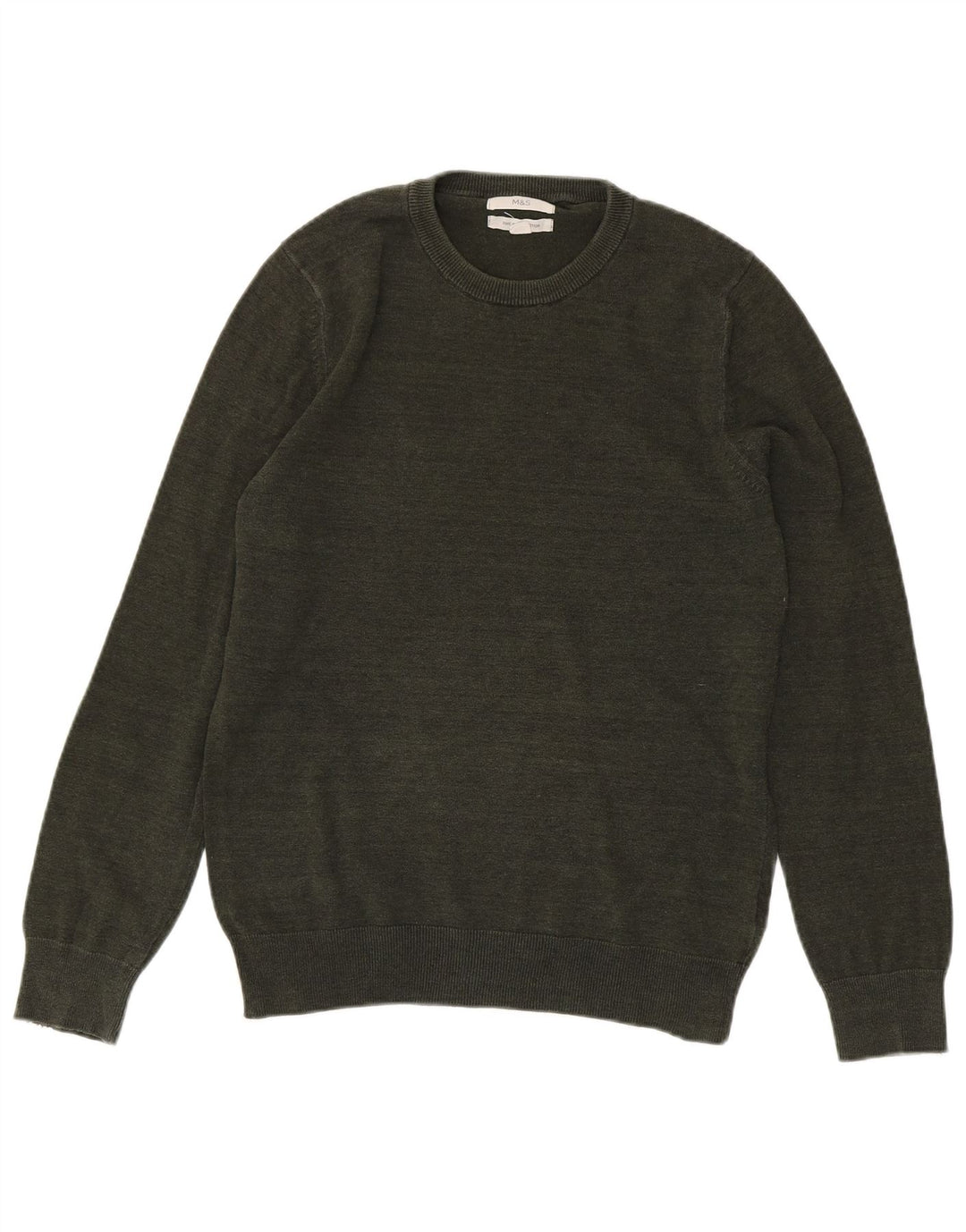 Pulover pentru bărbați Marks & Spencer cu gât crew pulover mic bumbac kaki