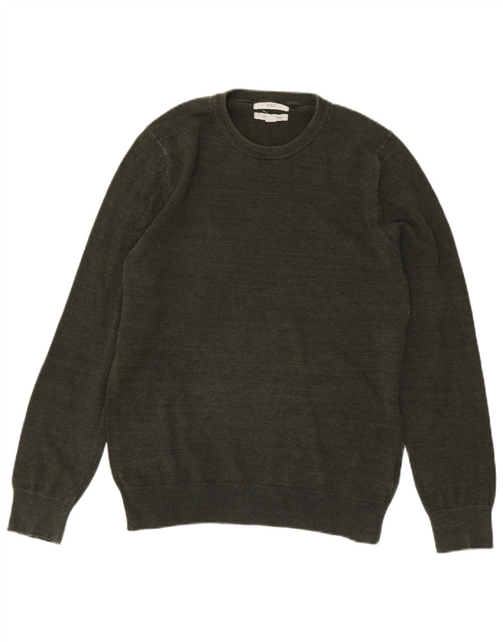 Pulover pentru bărbați Marks & Spencer cu gât crew pulover mic bumbac kaki