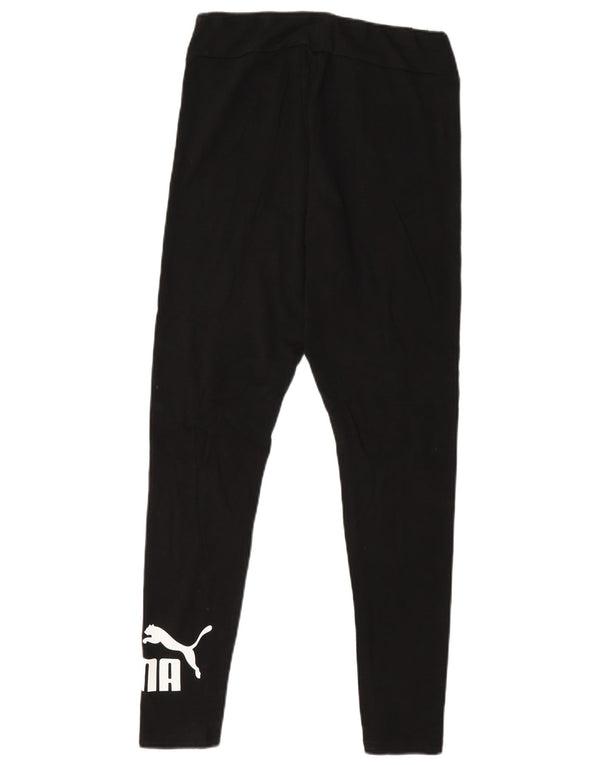 Puma Womens Graphic Leggings UK 14 Large Black Cotton