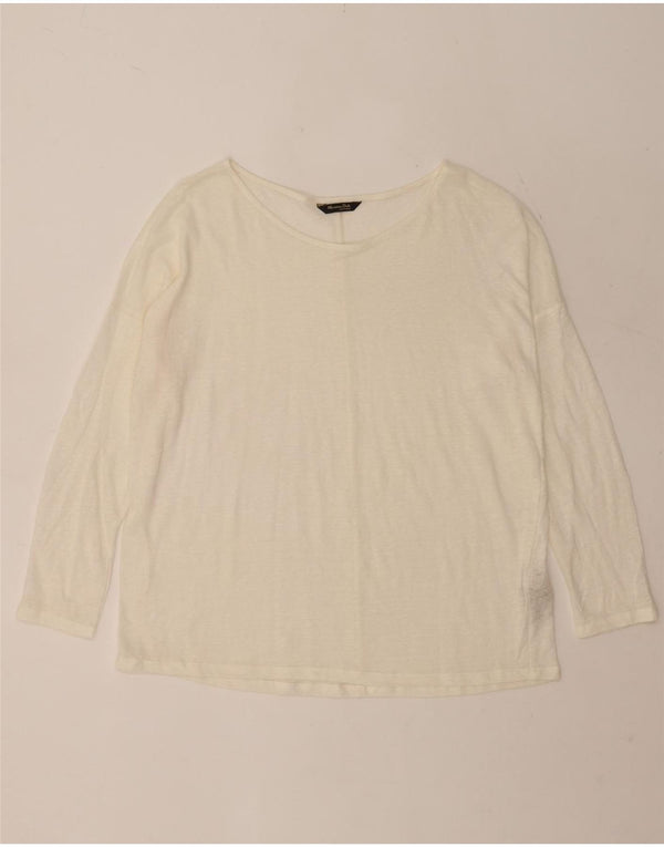 Top pentru femei Massimo Dutti cu mânecă lungă UK 16, lenjerie mare de culoare albă