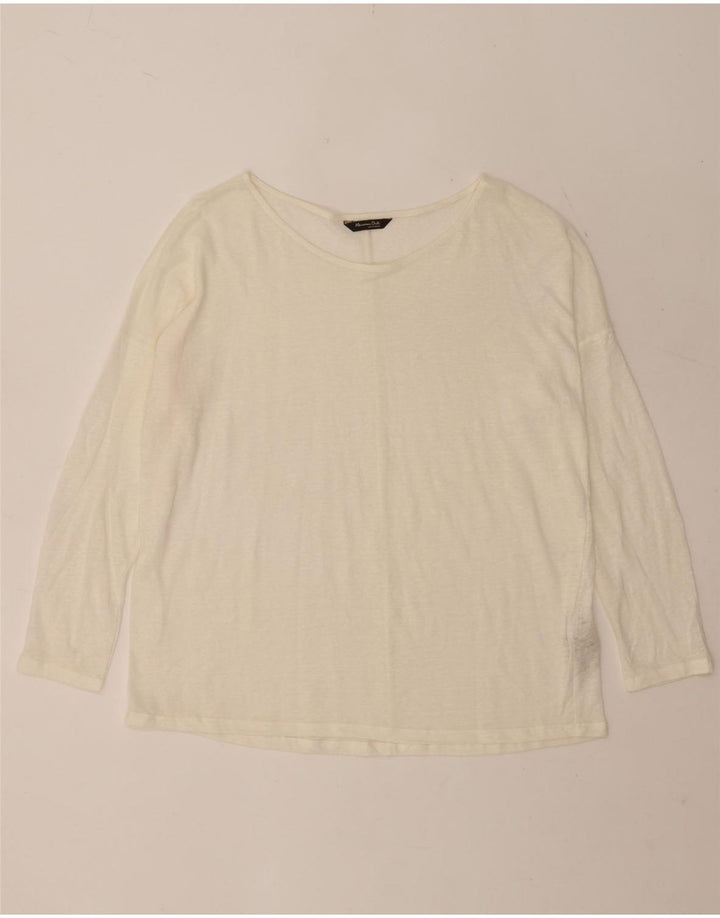 Top pentru femei Massimo Dutti cu mânecă lungă UK 16, lenjerie mare de culoare albă
