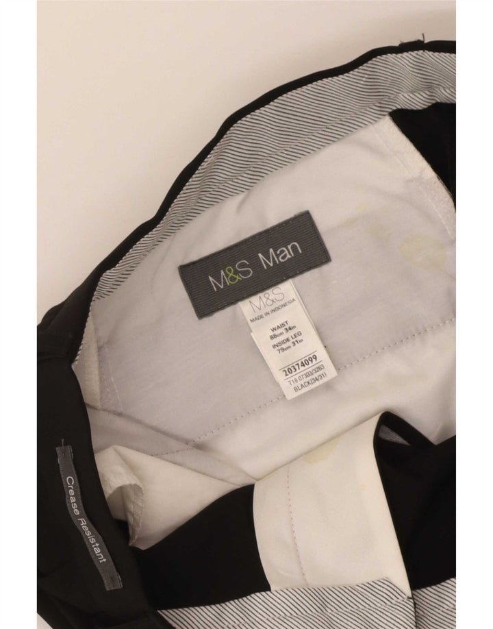 Pantaloni de costum pentru bărbați Marks & Spencer L34 L31 Poliester negru