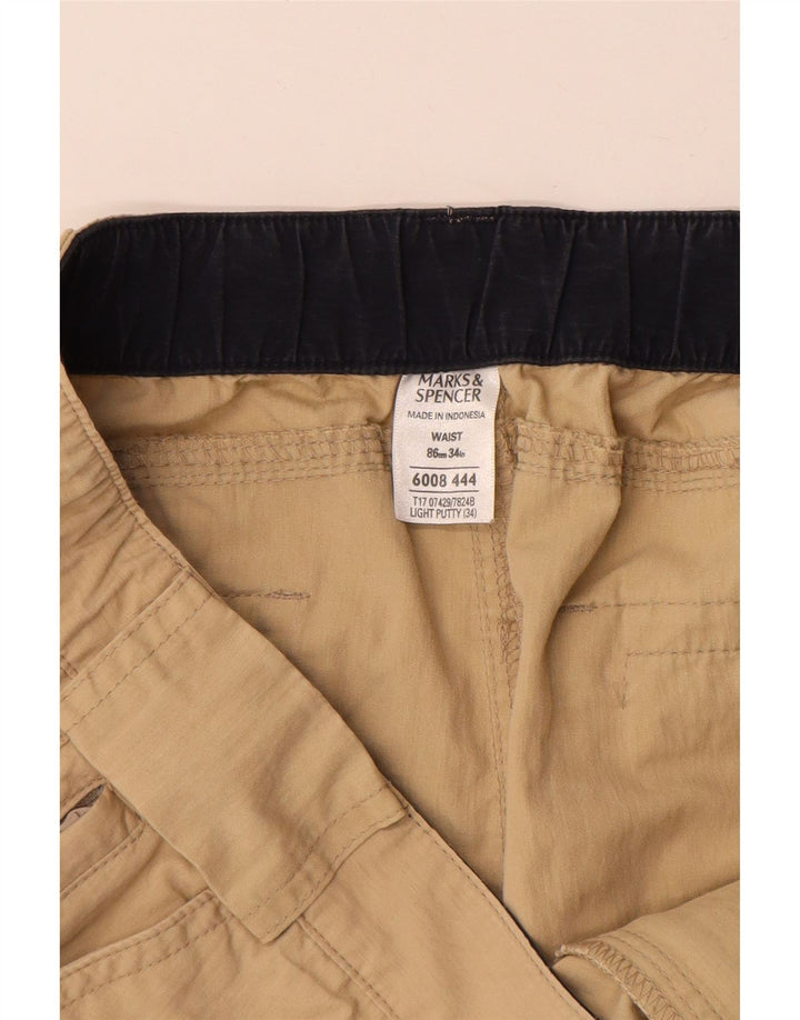 MARKS & SPENCER Pantaloni scurți cargo pentru bărbați W34, mare, bej, bumbac