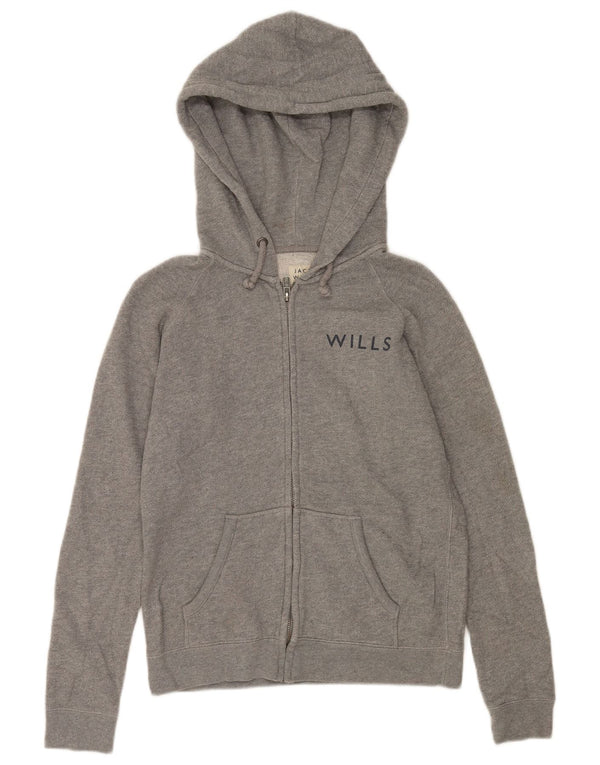 Jack Wills Pulover supradimensionat cu capota cu fermoar pentru femei UK 10 Bumbac gri mic