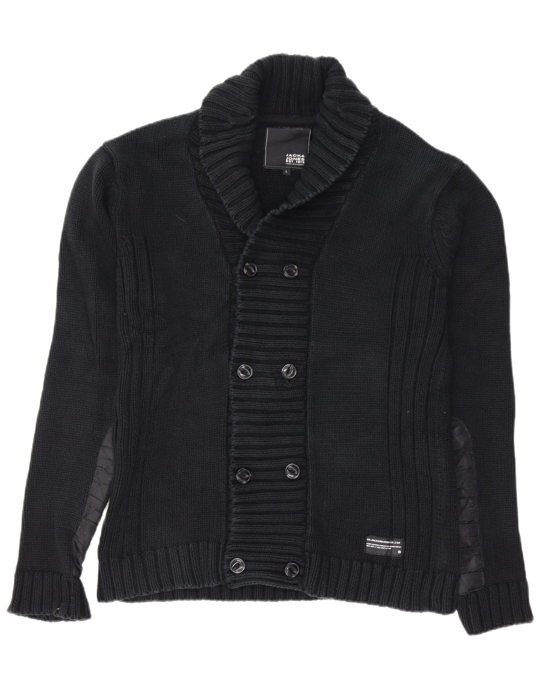 Pulover cardigan pentru bărbați JACK & JONES, bumbac negru mare