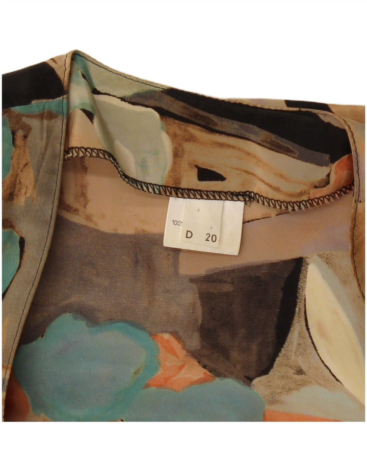 Bluză vintage cămașă cu mânecă scurtă pentru femei UK 18 XL, multicoloră, patchwork