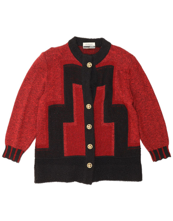 Maggie Pulover cardigan supradimensionat pentru femei UK 14 Medium Red Colorblock Wool