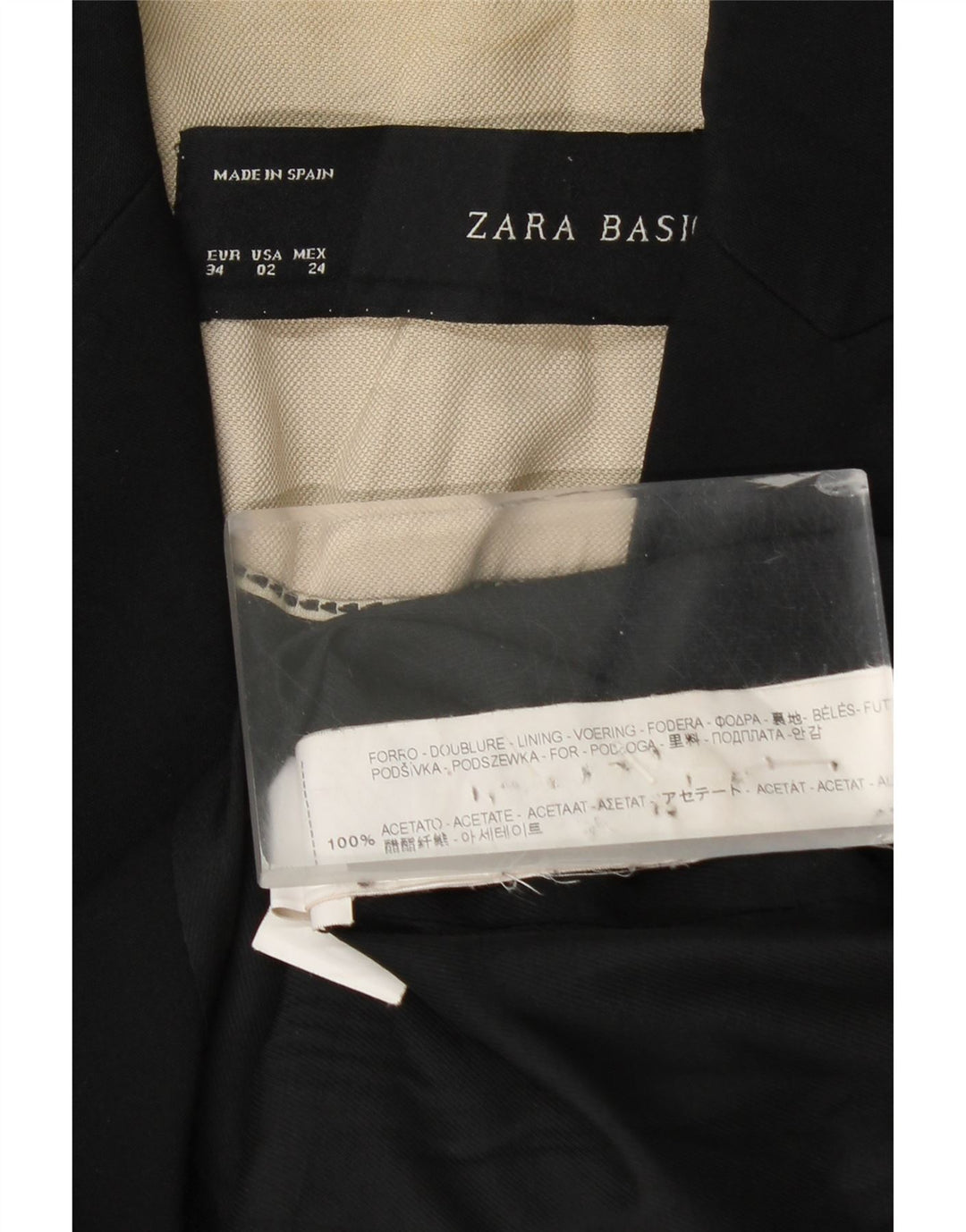 Jachetă pentru femei Zara cu 1 nasture EU 34 2XS Acetat negru