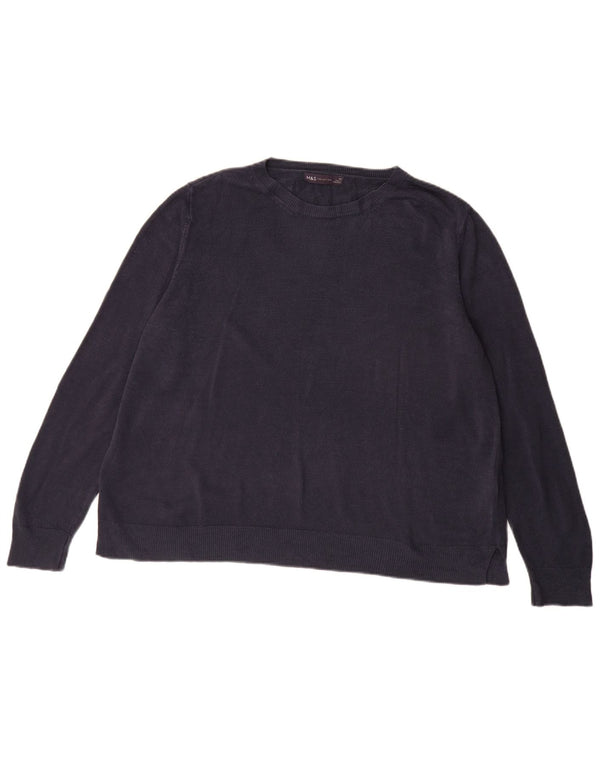 Pulover pentru femei Marks & Spencer cu gât de barcă UK 22 3XL Bleumarin Acrilic