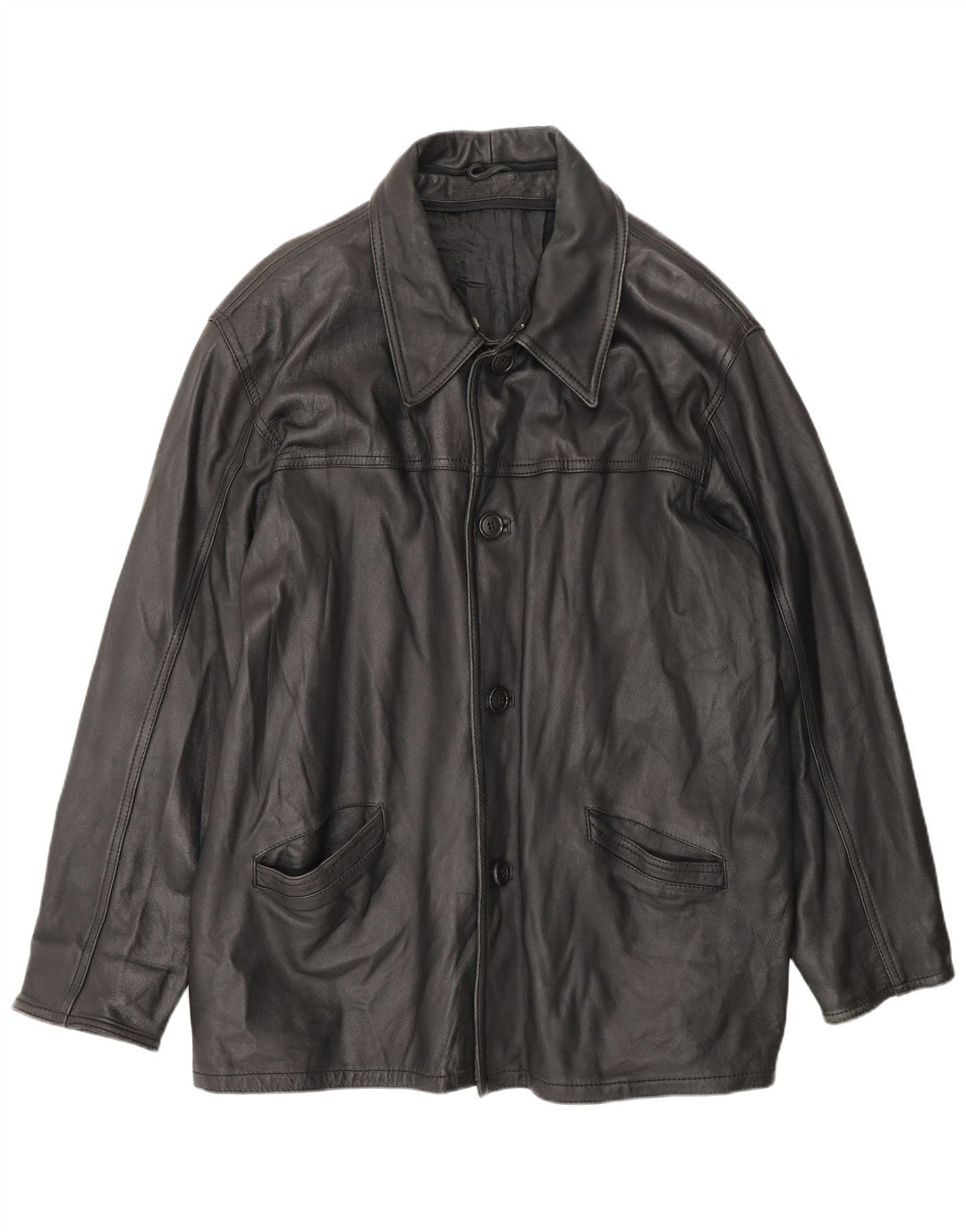 Palton din piele vintage pentru bărbați UK 42 XL negru