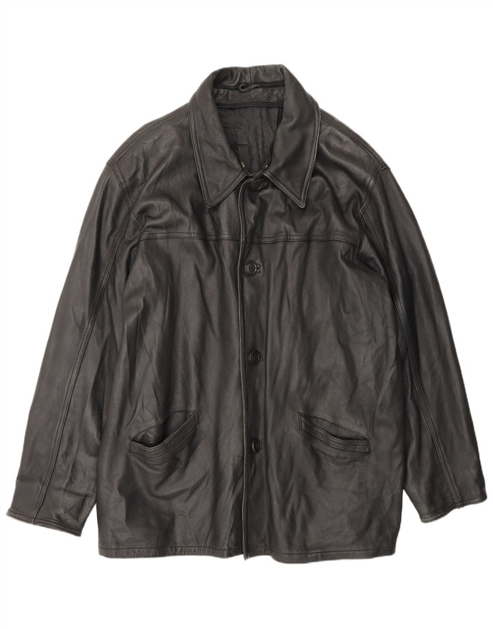 Palton din piele vintage pentru bărbați UK 42 XL negru