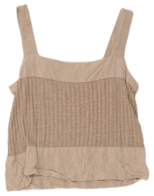 Vintage Crop Cami Top pentru femei UK 8 Small Gri Colorblock