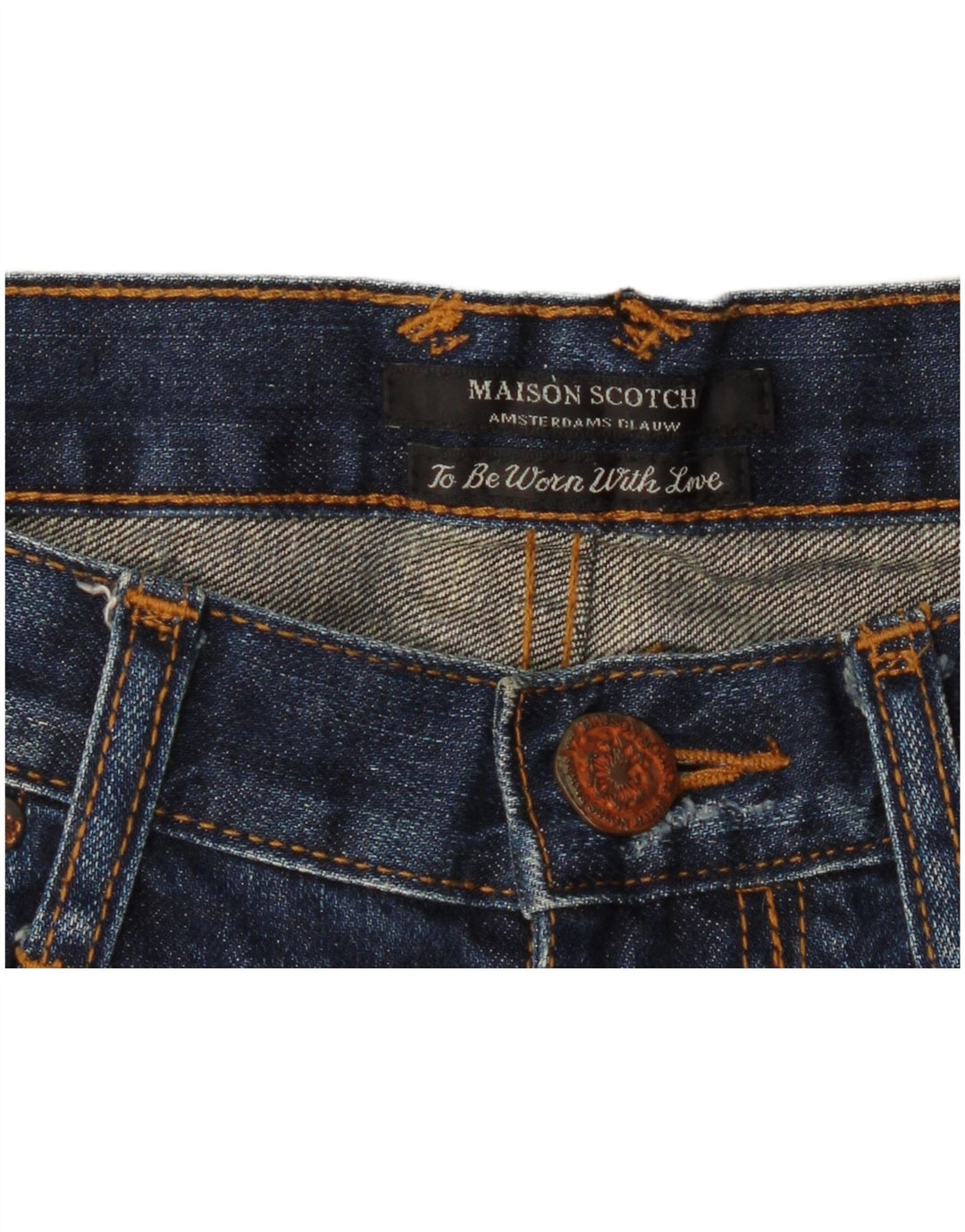 Maison Scotch Pantaloni scurți din denim distressed W32 Medium Blue