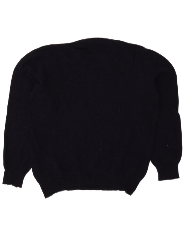 Pulover vintage pentru bărbați cu decolteu triplu, mare, albastru marin Argyle/Diamond